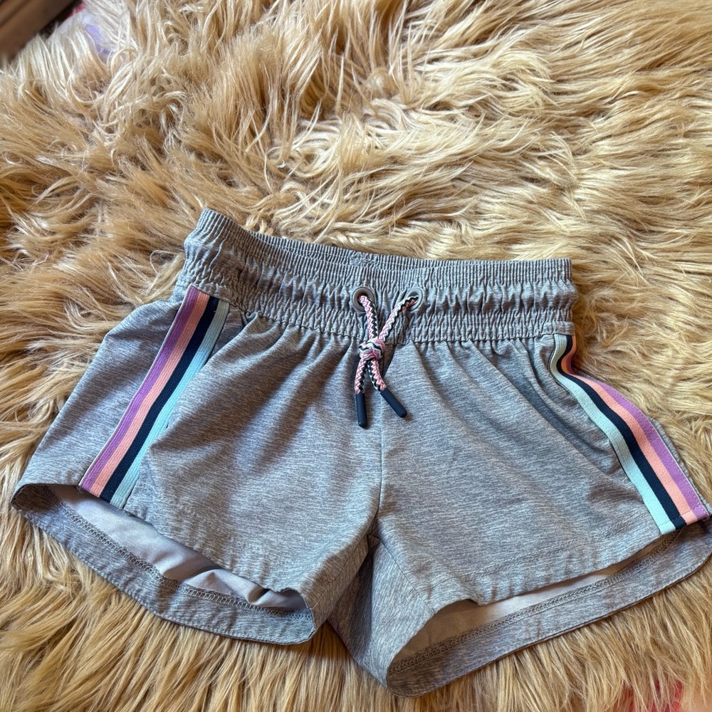 Gray Toddler Girl Shorts with Striped Detail